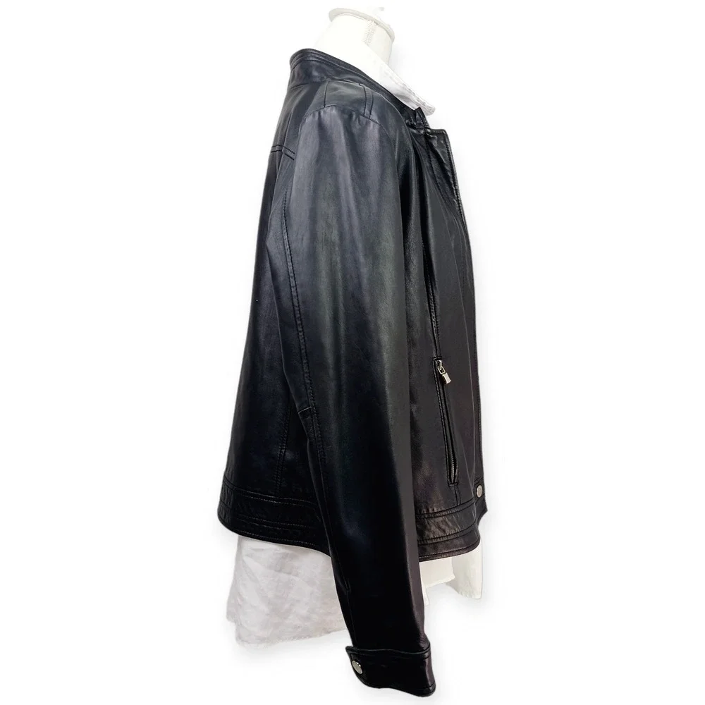 Laundry by Shelli Segal SZ XL Genuine Leather Jacket Gold Trim Buttery Soft